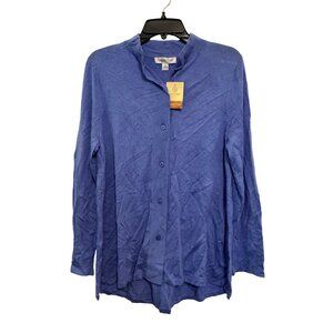 Coldwater Creek Womens Blue Silk & Cashmere Button-Up Cardigan S